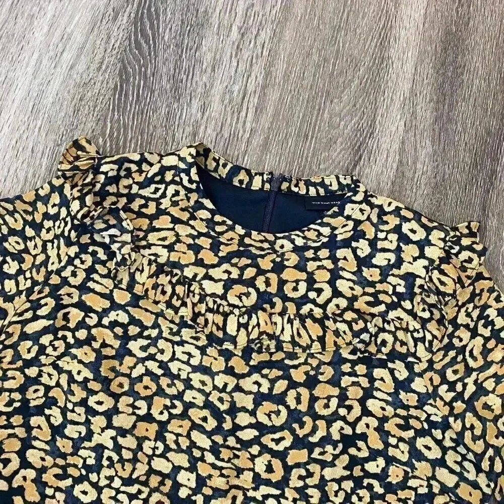 Womens Who What Wear Gold/Brown Patterned Dress - M